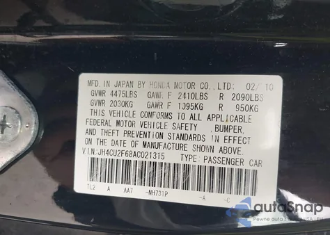 2010 Acura Tsx 2.4 z USA, uszkodzony, nr VIN JH4CU2F68AC021315